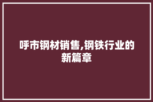 呼市钢材销售,钢铁行业的新篇章