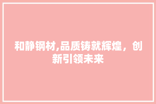 和静钢材,品质铸就辉煌，创新引领未来