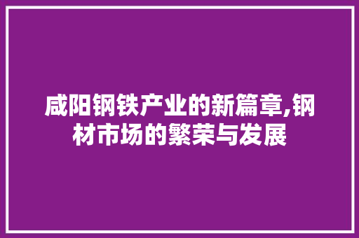 咸阳钢铁产业的新篇章,钢材市场的繁荣与发展