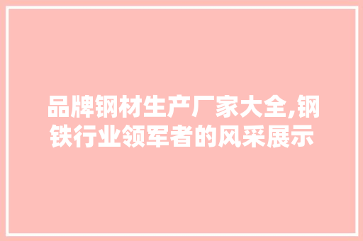 品牌钢材生产厂家大全,钢铁行业领军者的风采展示