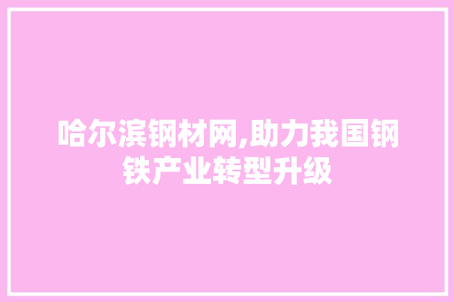 哈尔滨钢材网,助力我国钢铁产业转型升级