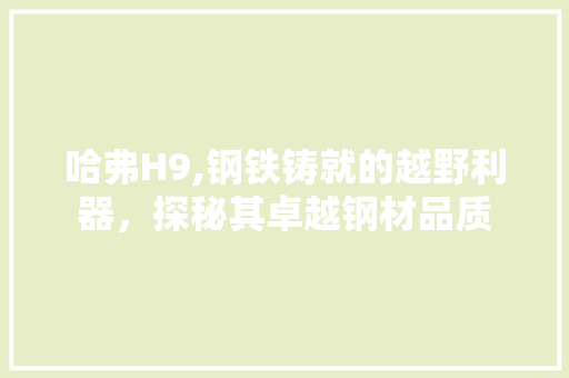 哈弗H9,钢铁铸就的越野利器，探秘其卓越钢材品质
