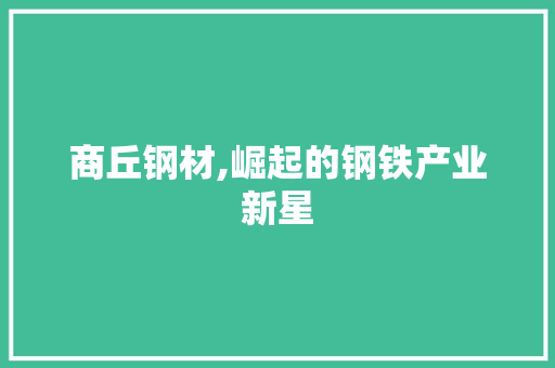 商丘钢材,崛起的钢铁产业新星
