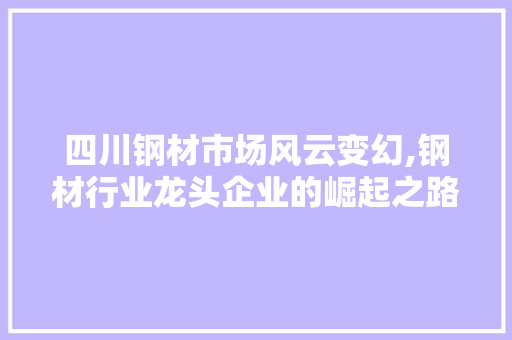 四川钢材市场风云变幻,钢材行业龙头企业的崛起之路