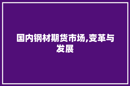 国内钢材期货市场,变革与发展