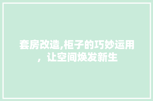 套房改造,柜子的巧妙运用，让空间焕发新生