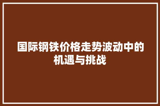 国际钢铁价格走势波动中的机遇与挑战
