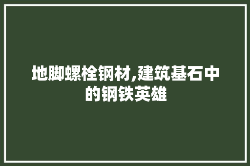 地脚螺栓钢材,建筑基石中的钢铁英雄