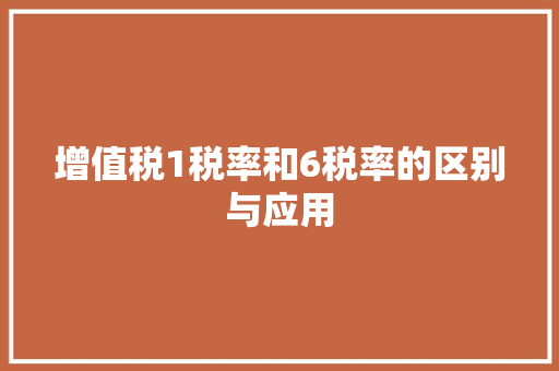 增值税1税率和6税率的区别与应用