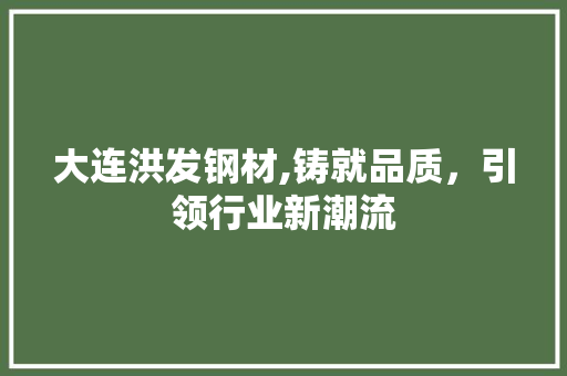 大连洪发钢材,铸就品质，引领行业新潮流