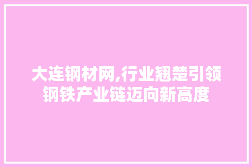大连钢材网,行业翘楚引领钢铁产业链迈向新高度