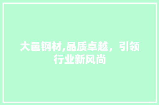 大邑钢材,品质卓越，引领行业新风尚