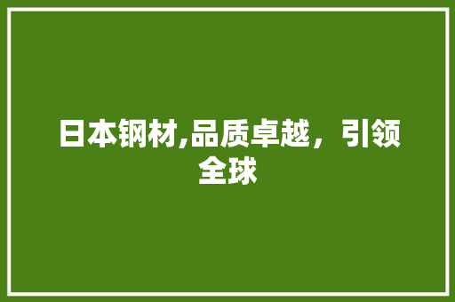 日本钢材,品质卓越，引领全球