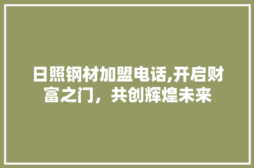 日照钢材加盟电话,开启财富之门，共创辉煌未来