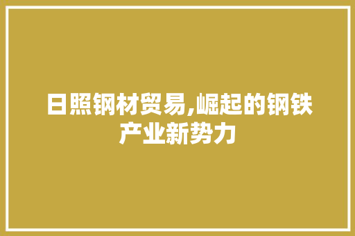 日照钢材贸易,崛起的钢铁产业新势力
