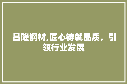 昌隆钢材,匠心铸就品质，引领行业发展