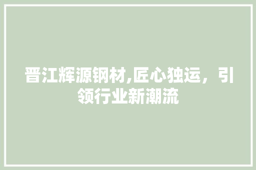 晋江辉源钢材,匠心独运，引领行业新潮流