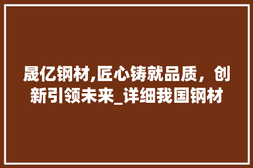晟亿钢材,匠心铸就品质，创新引领未来_详细我国钢材行业的领军企业