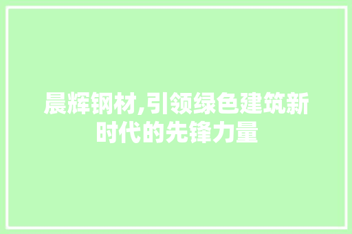 晨辉钢材,引领绿色建筑新时代的先锋力量
