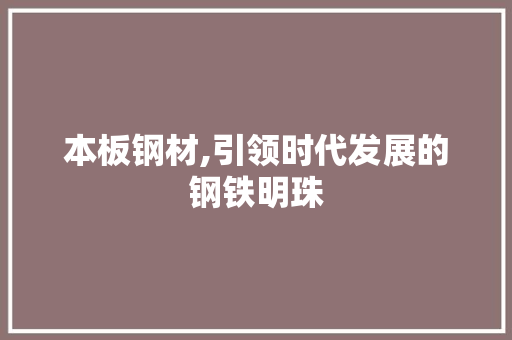 本板钢材,引领时代发展的钢铁明珠