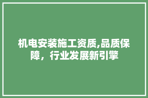 机电安装施工资质,品质保障，行业发展新引擎