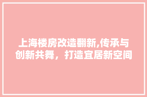 上海楼房改造翻新,传承与创新共舞，打造宜居新空间