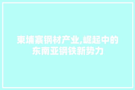 柬埔寨钢材产业,崛起中的东南亚钢铁新势力