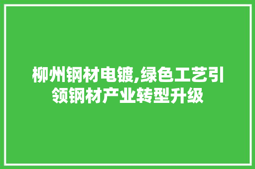 柳州钢材电镀,绿色工艺引领钢材产业转型升级