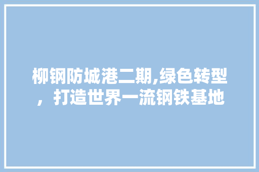 柳钢防城港二期,绿色转型，打造世界一流钢铁基地