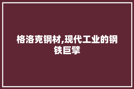 格洛克钢材,现代工业的钢铁巨擘