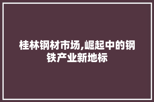 桂林钢材市场,崛起中的钢铁产业新地标