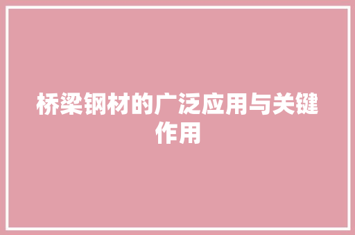 桥梁钢材的广泛应用与关键作用