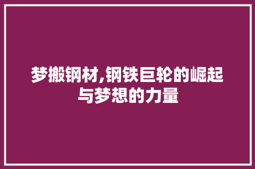梦搬钢材,钢铁巨轮的崛起与梦想的力量