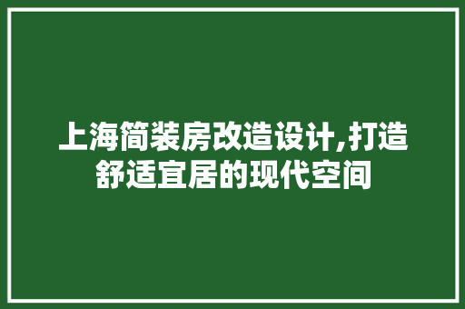 上海简装房改造设计,打造舒适宜居的现代空间