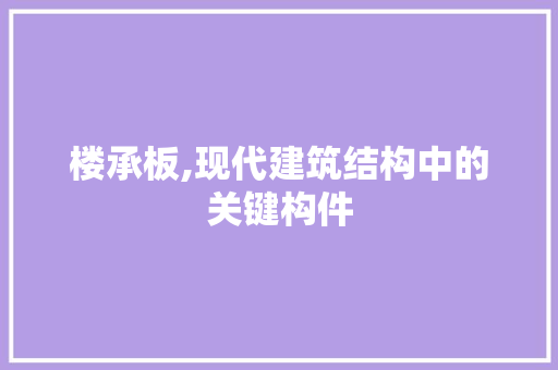 楼承板,现代建筑结构中的关键构件