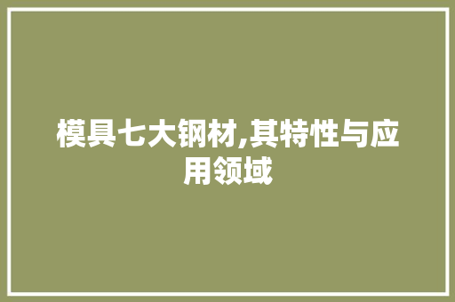 模具七大钢材,其特性与应用领域