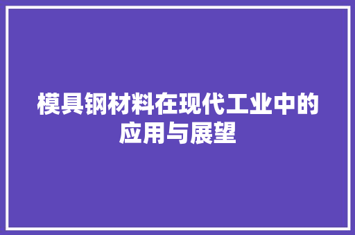 模具钢材料在现代工业中的应用与展望