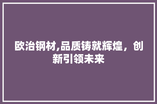 欧治钢材,品质铸就辉煌，创新引领未来