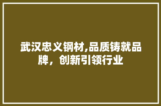 武汉忠义钢材,品质铸就品牌，创新引领行业