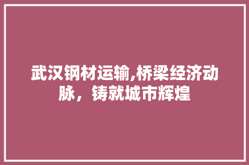 武汉钢材运输,桥梁经济动脉，铸就城市辉煌