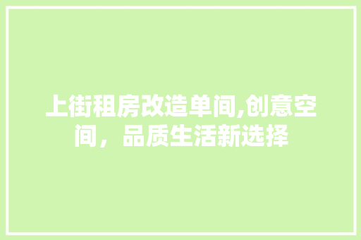 上街租房改造单间,创意空间，品质生活新选择
