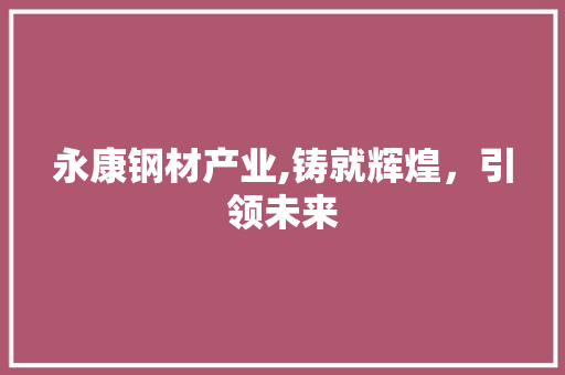 永康钢材产业,铸就辉煌，引领未来