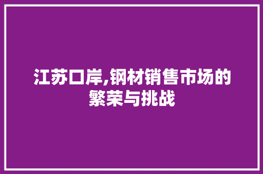 江苏口岸,钢材销售市场的繁荣与挑战