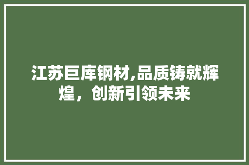 江苏巨库钢材,品质铸就辉煌，创新引领未来