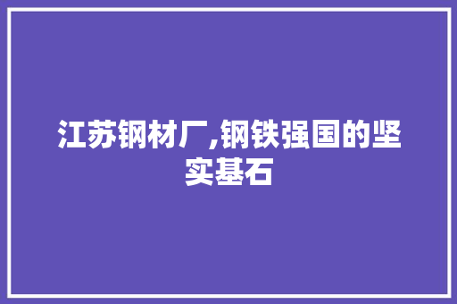 江苏钢材厂,钢铁强国的坚实基石