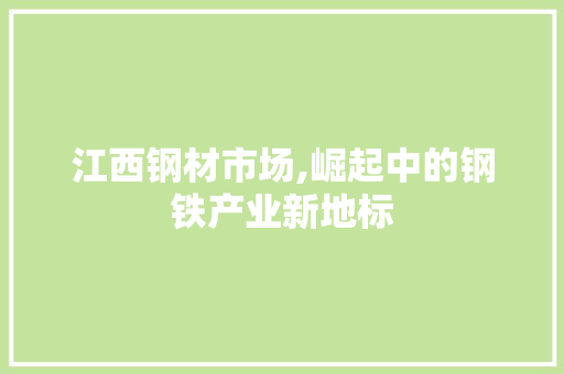 江西钢材市场,崛起中的钢铁产业新地标