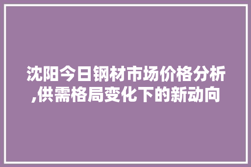 沈阳今日钢材市场价格分析,供需格局变化下的新动向