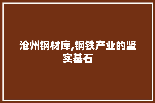 沧州钢材库,钢铁产业的坚实基石