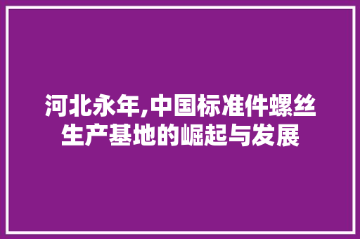 河北永年,中国标准件螺丝生产基地的崛起与发展