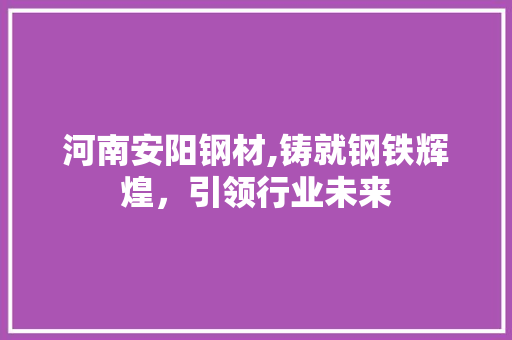 河南安阳钢材,铸就钢铁辉煌，引领行业未来